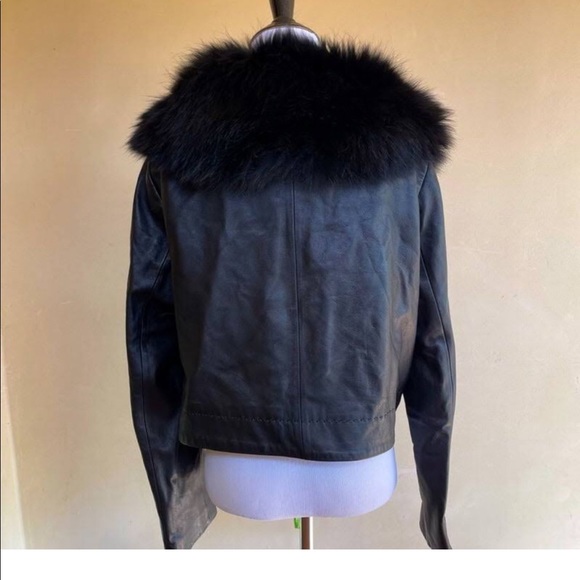 BCBG Genuinene Leather Jacket w/ Fur collar - Picture 6 of 11